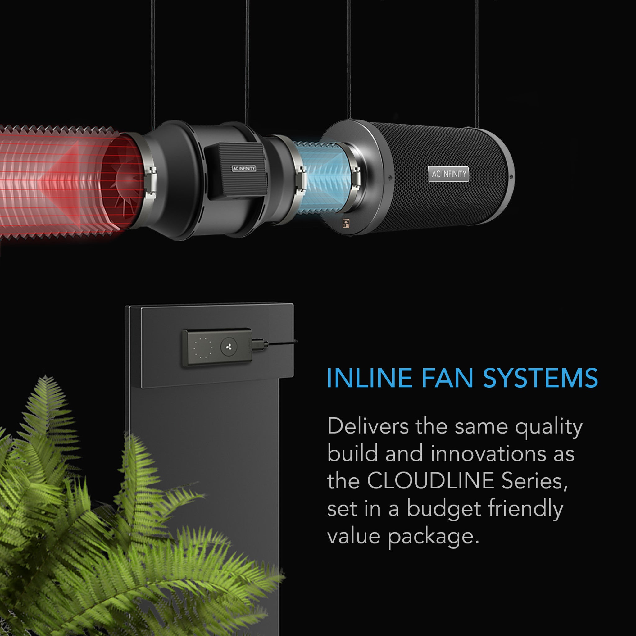 Air Filtration Kit 100 mm, Inline Fan with Speed ​​Controller, Carbon Filter &amp; Ducting Combo