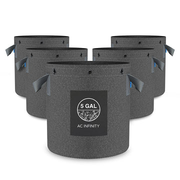 AC Infinity Heavy Duty Reusable Fabric Pots 5 Pack - Wytrzymałe donice materiałowe 5 Pack