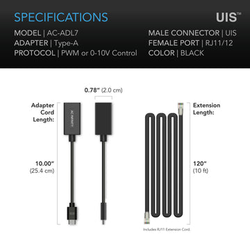 AC Infinity - Adapter oświetleniowy UIS: Adapter do świateł złączem RJ11/12