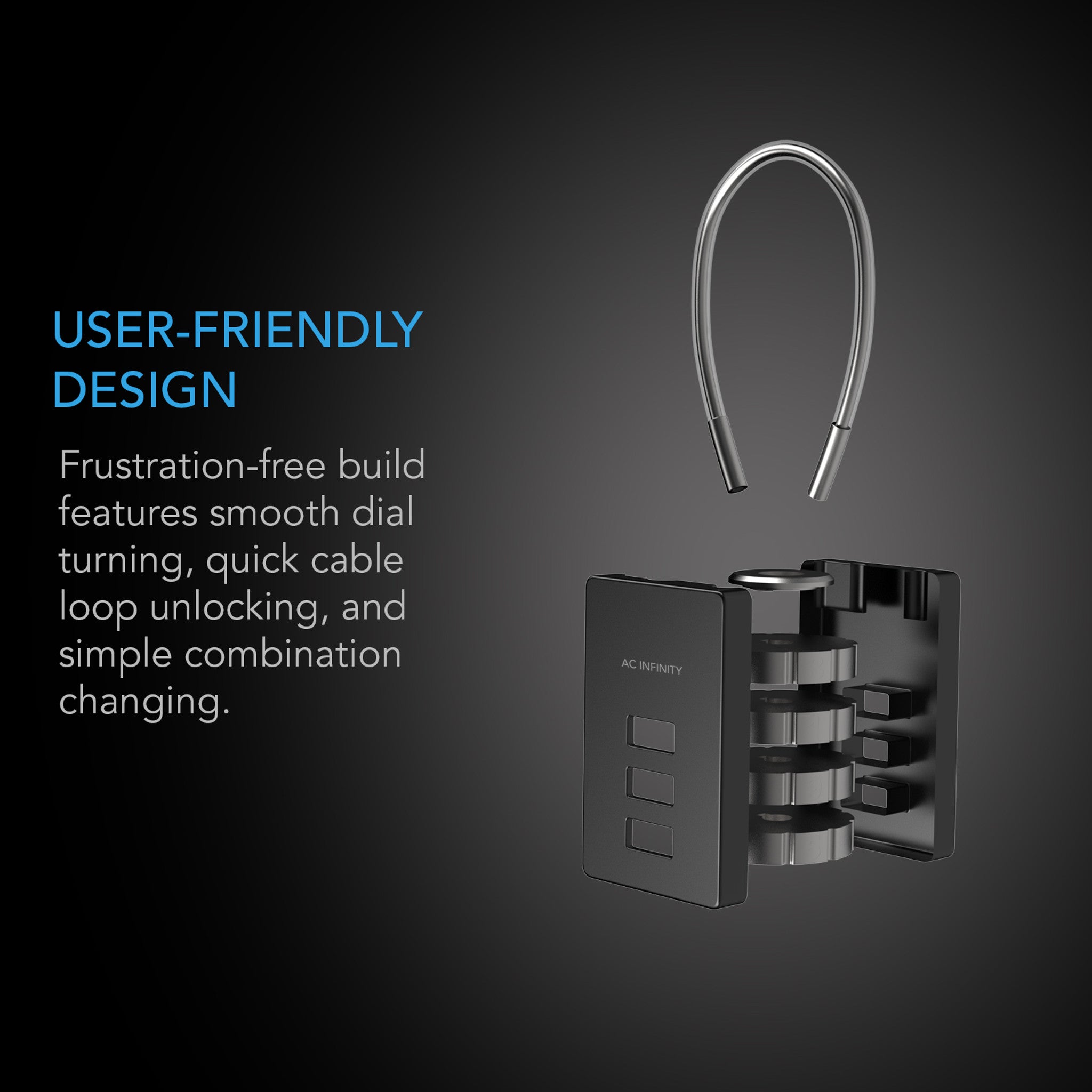 Combination lock, flexible steel cable loop, set of 2