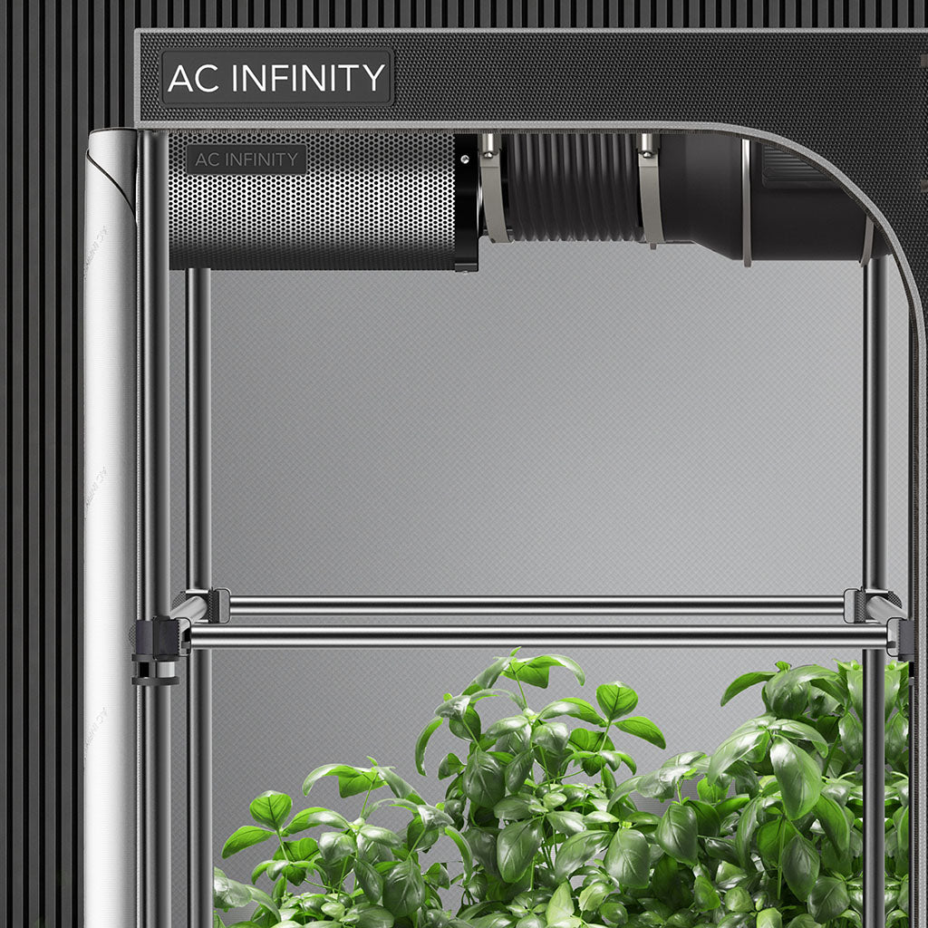 Grow tent mounting beams for indoor grow spaces